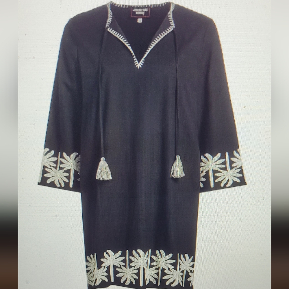 Johnny Was Relaxed Kimono Sleeve Linen Blend Dress with Embroidery NWT - Picture 9 of 9